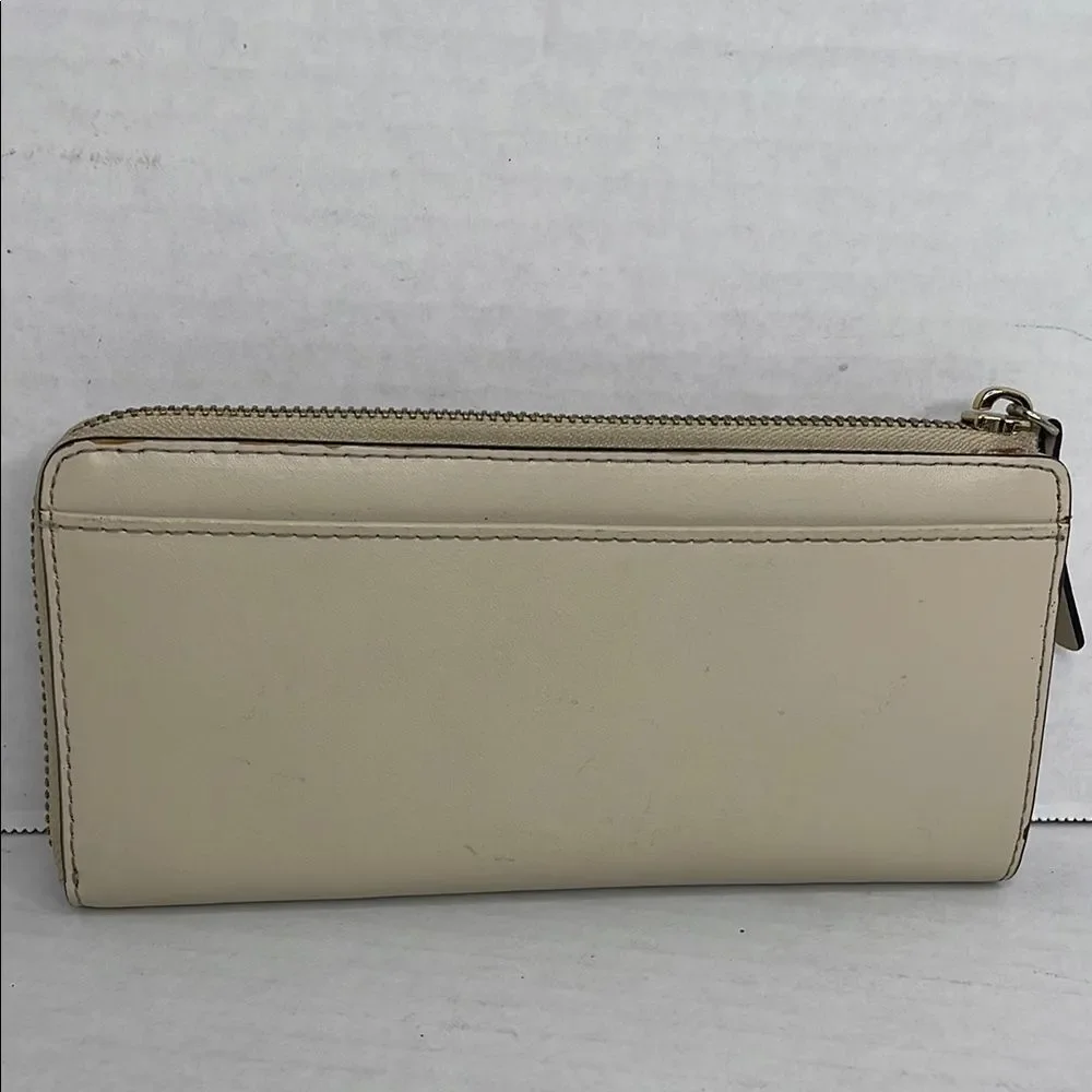 Kate Spade New York Cream Leather Bow Continental Zip Wallet